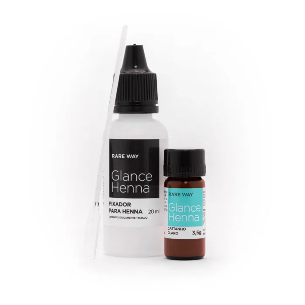 Kit Henna E Fixador Para Sobrancelhas Glance Castanho Claro Rare Way 3,5g