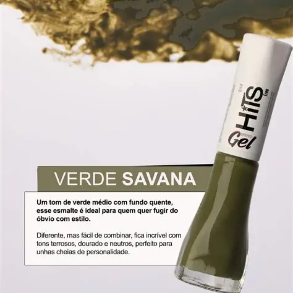 Esmalte Hits Cremoso Efeito Gel Verde Savana 8ml