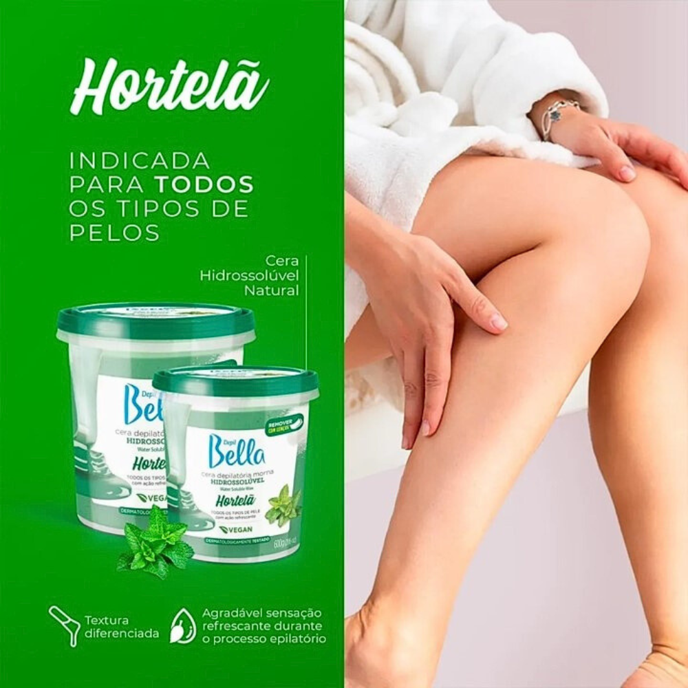 Cera Hidrossolúvel Hortelã Depil Bella 1,3kg