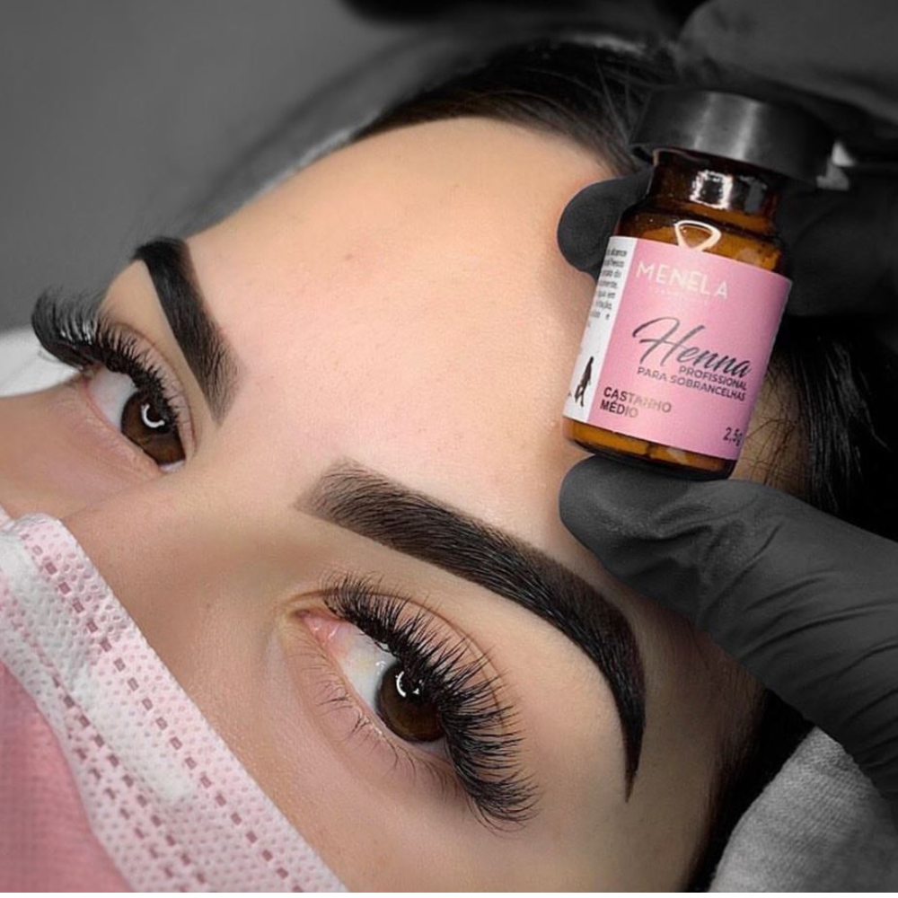 Kit Henna E Fixador Menela Castanho Médio 2,5g