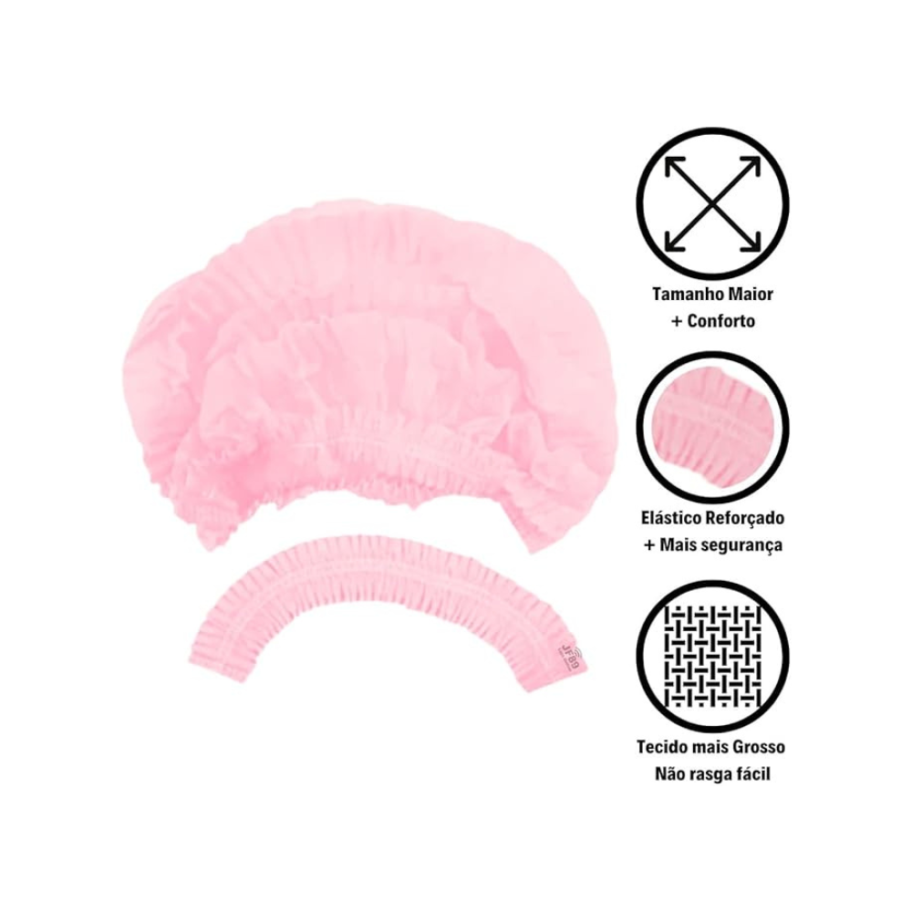 Touca Descartável Sanfonada Rosa TNT Ntflex 25 Unidades