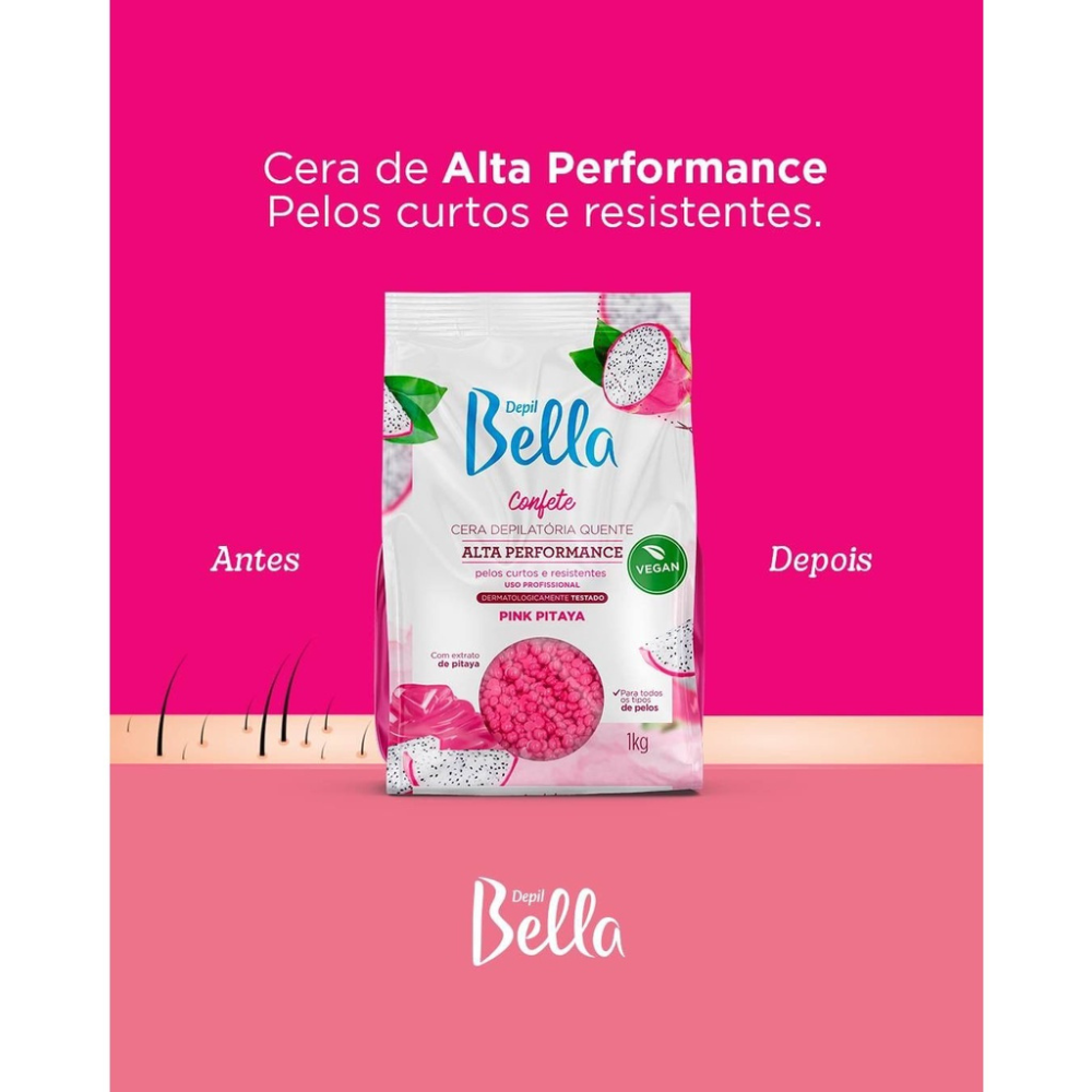 Cera Depilatória Confete Pink Pitaya Depil Bella 1kg