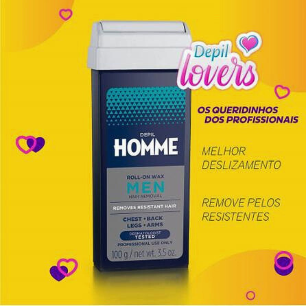 Refil Cera Depilatória Roll On Deo Masculino Depil Homme 100g