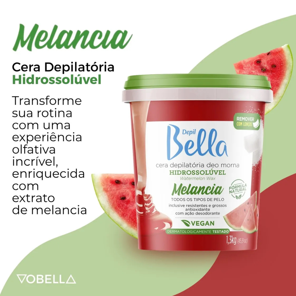 Cera Hidrossolúvel Melancia Depil Bella 1,3kg