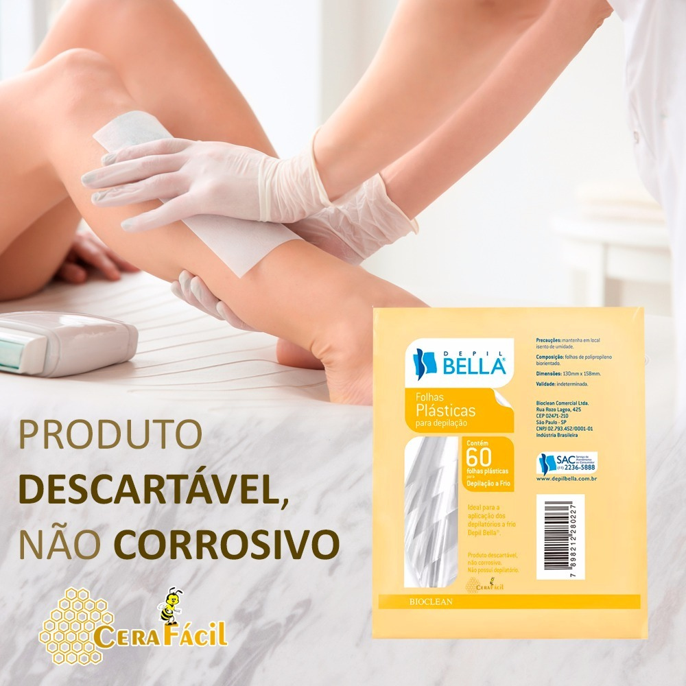 Folhas Plásticas Para Depilação A Frio 60 Folhas Depil Bella