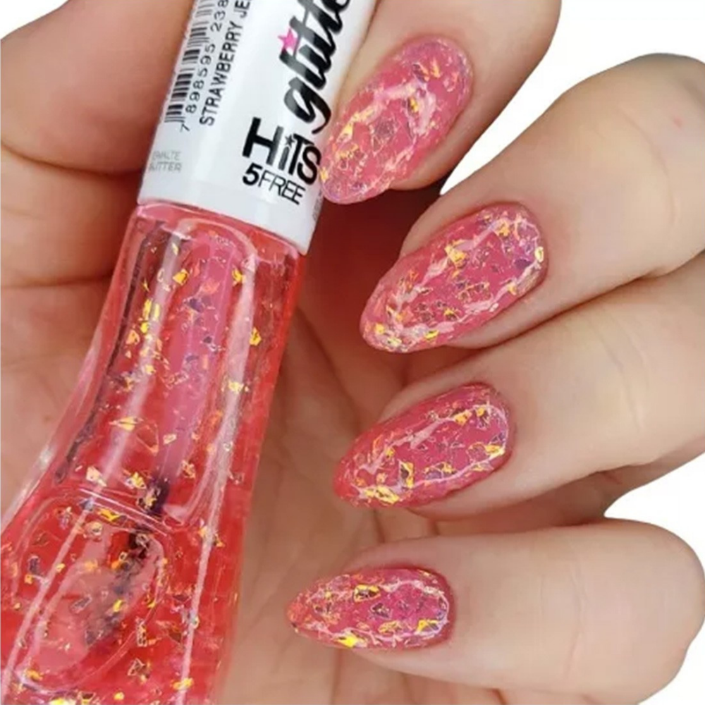 Esmalte Hits Glitter Strawberry Jelly 8ml