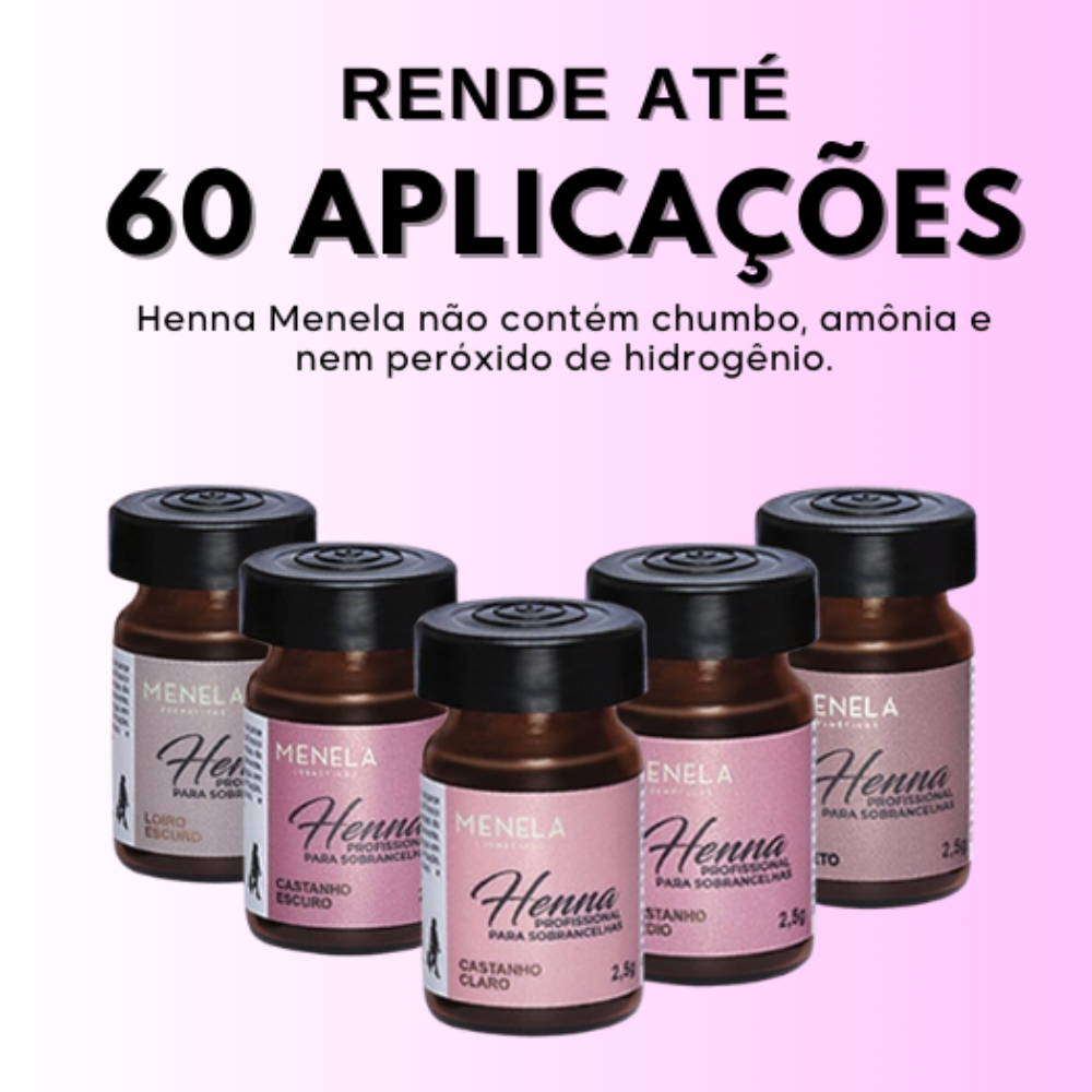 Kit Henna E Fixador Menela Castanho Escuro 2,5g