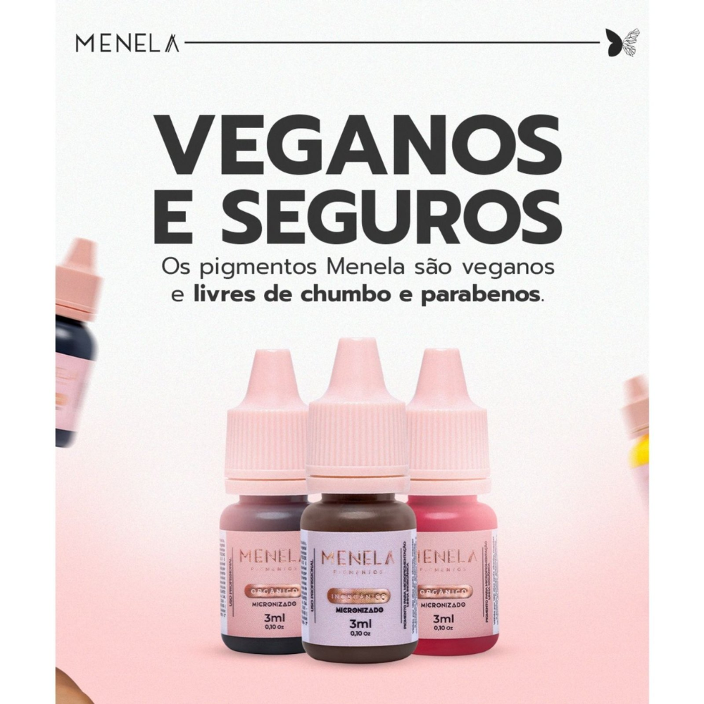 Pigmento Menela Mr. Shark Castanho Escuro Intenso Orgânico Micropigmentação Sobrancelhas 3ml