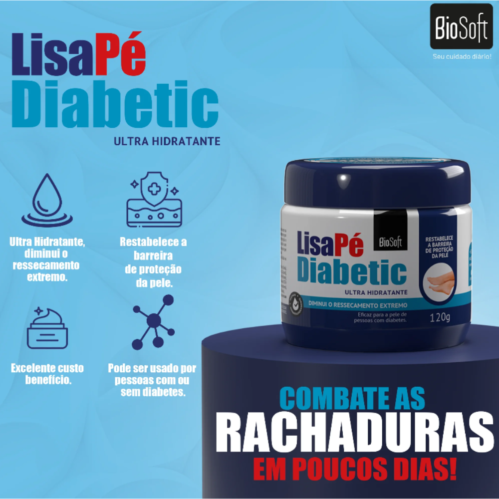Creme Hidratante Diabetic Lisa Pé Biosoft 120g