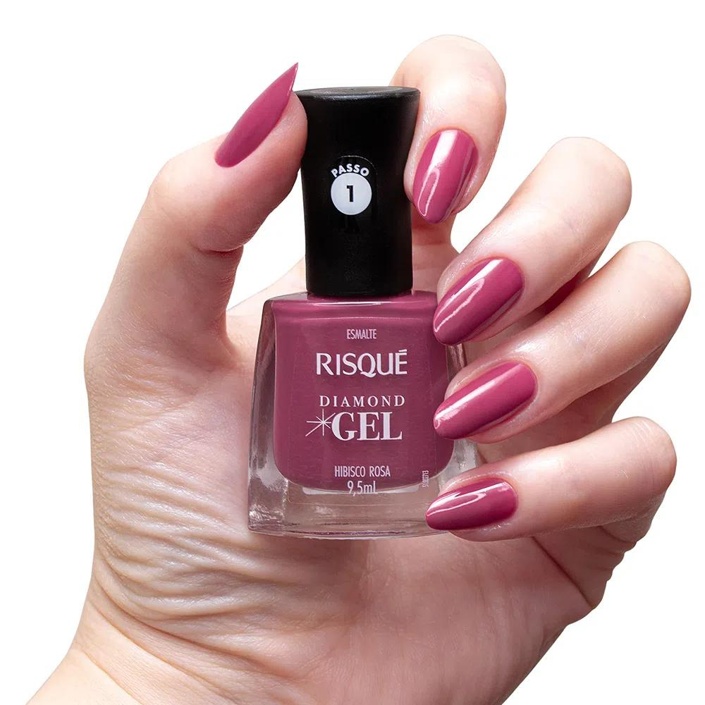 Esmalte Risqué Diamond Gel Hibisco Rosa 9,5ml - Rosa - Diamond Gel