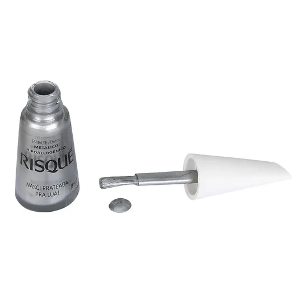 Esmalte Risqué Metálico Nasci Prateada Pra Lua 8ml - Prata