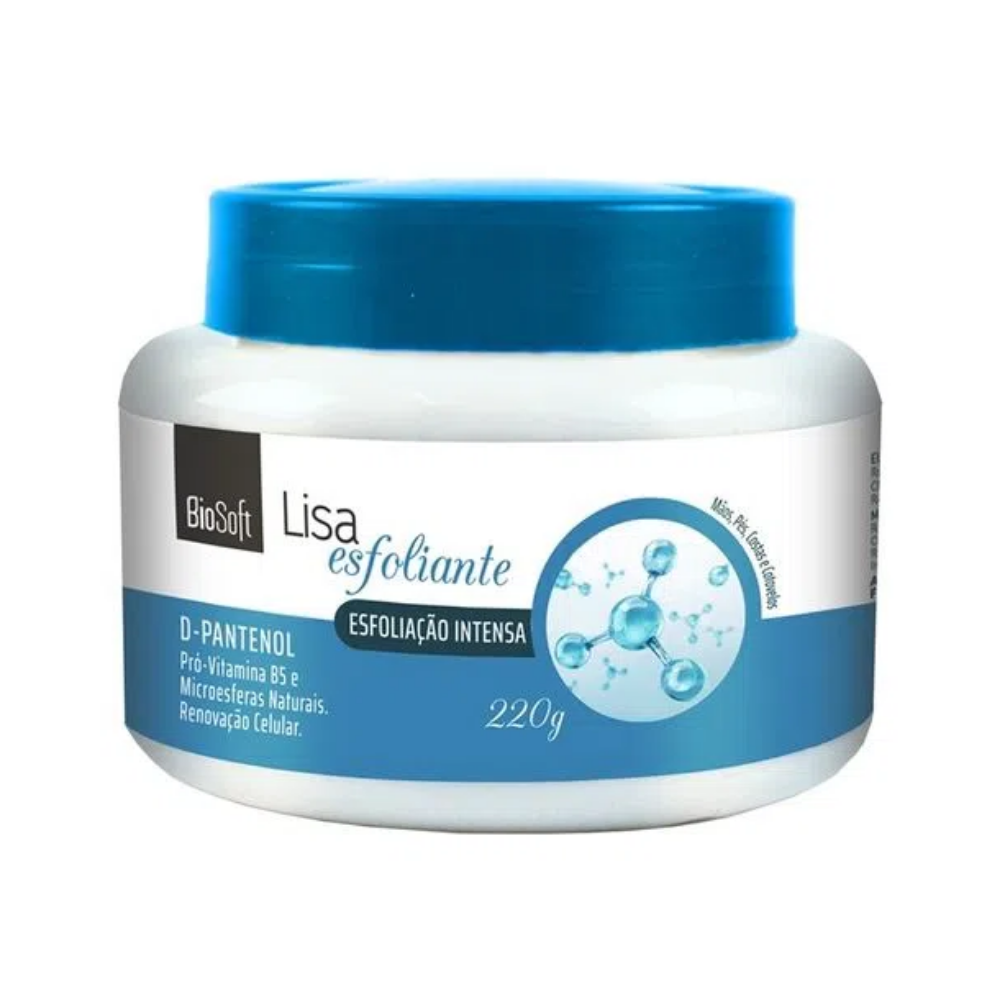 Creme Esfoliante Com Pantenol Para Mãos, Pés, Costas e Cotovelos Biosoft 220g