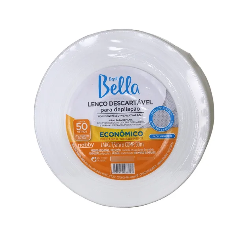 Lenço Perlon Descartável Com Textura Para Depilação Rolo Depil Bella 50 Metros