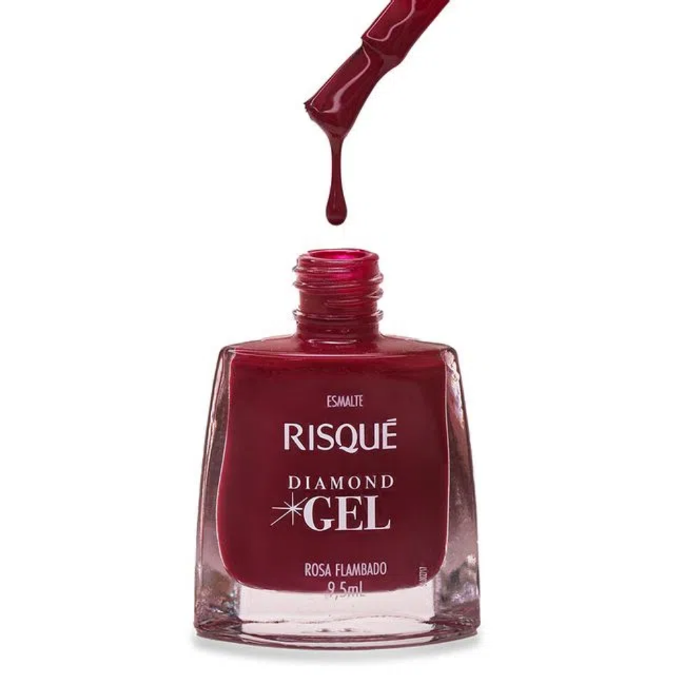 Esmalte Risqué Diamond Gel Rosa Flambado 9,5ml - Rosa - Diamond Gel