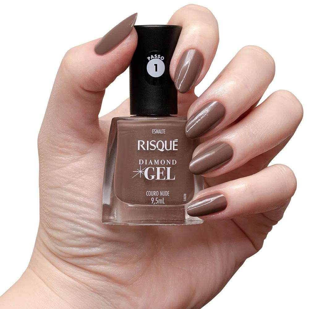 Esmalte Risqué Diamond Gel Couro Nude 9,5ml - Nude - Diamond Gel