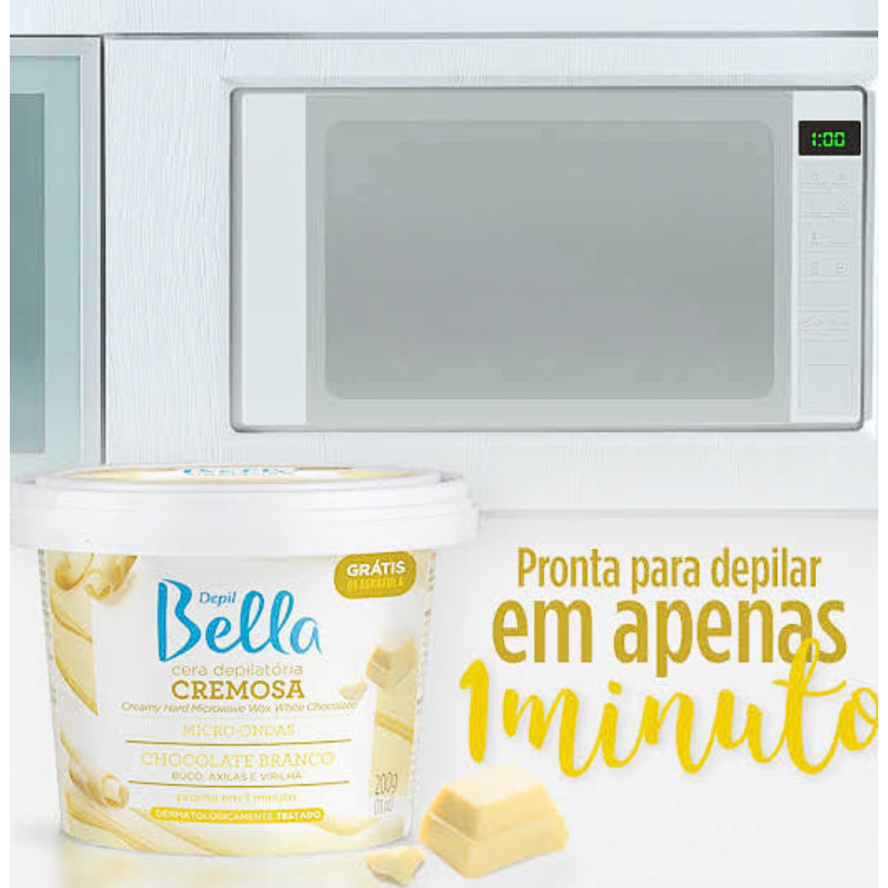 Cera De Micro-ondas Cremosa Chocolate Branco Depil Bella 200g