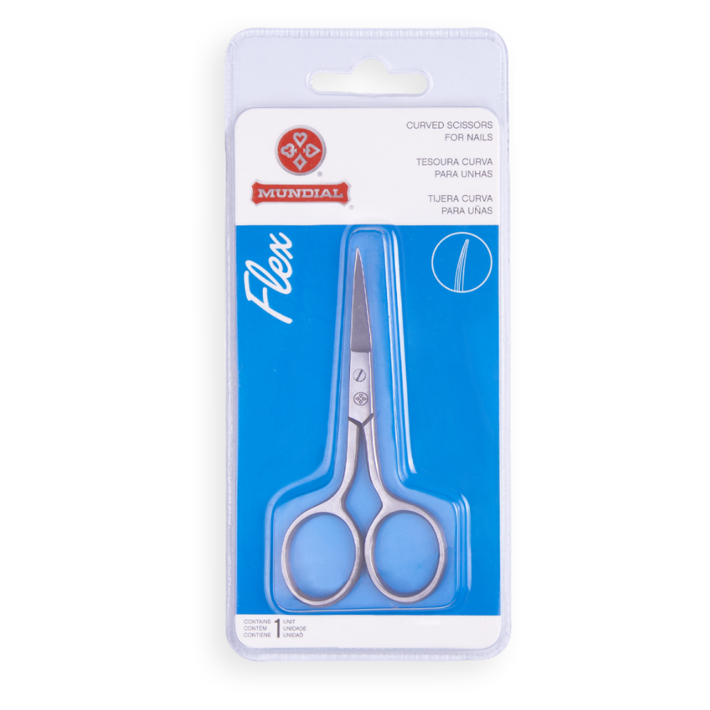 Tesoura Curva Para Unhas Flex Em Aço Inox Mundial