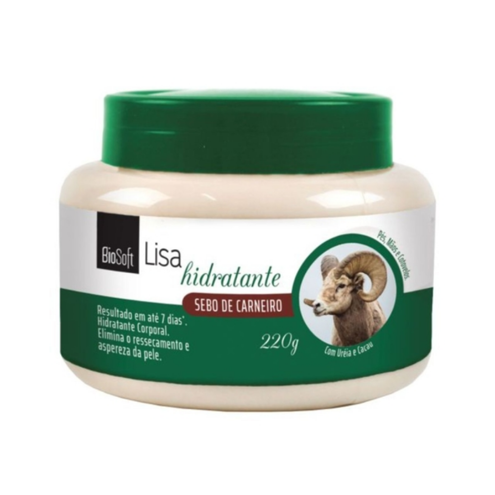 Creme Hidratante Para Pés, Mãos E Cotovelos Com Sebo De Carneiro Biosoft 220g