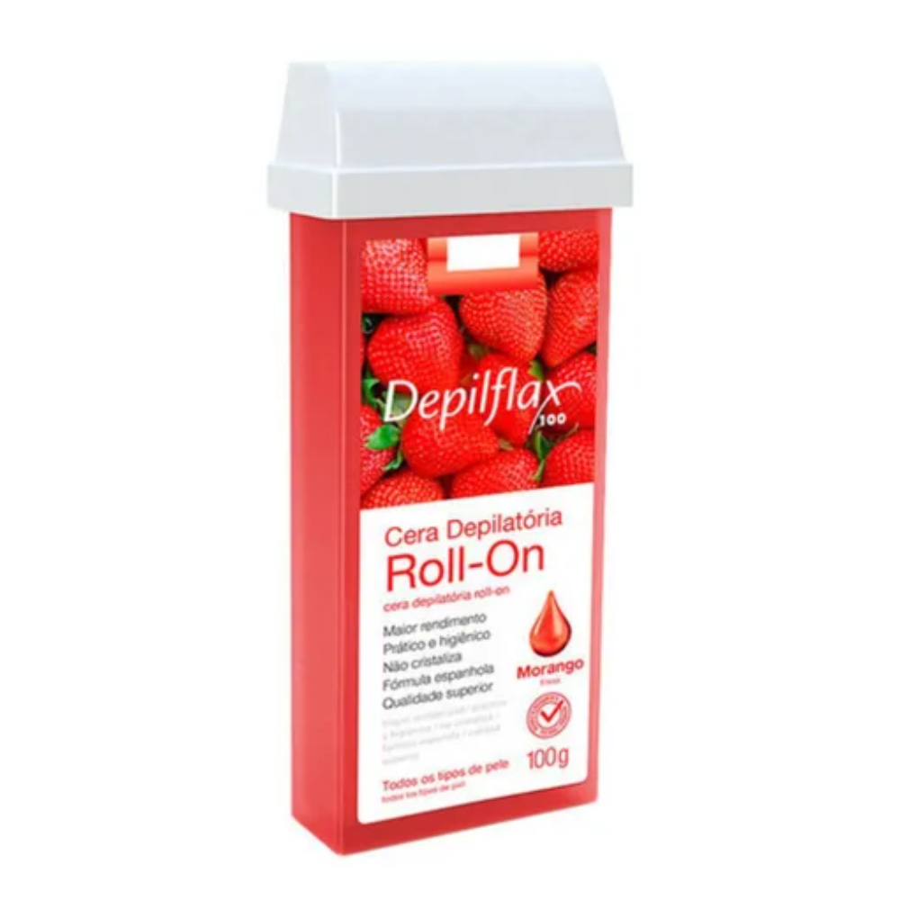 Kit 6 Refil Cera Depilatória Roll On Morango Depilflax 100g