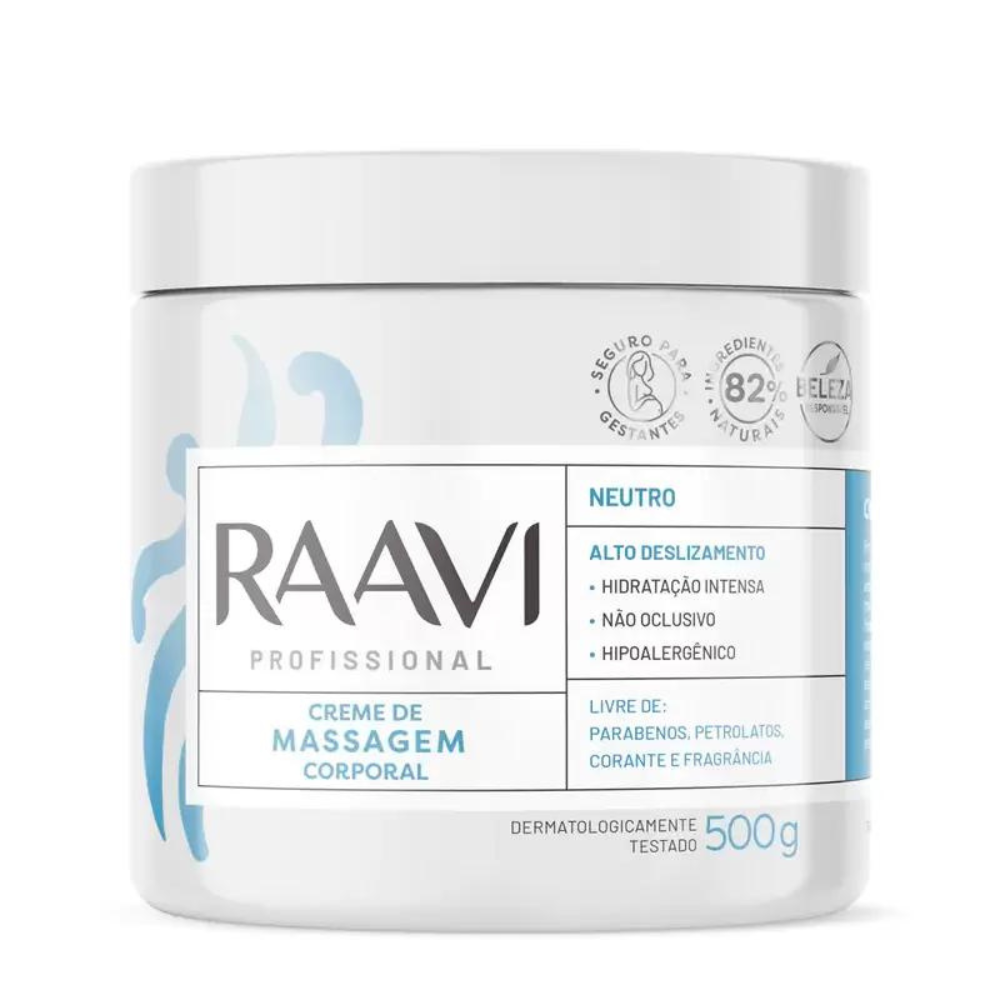 Creme Hidratante De Massagem Profissional Neutro Raavi 500g