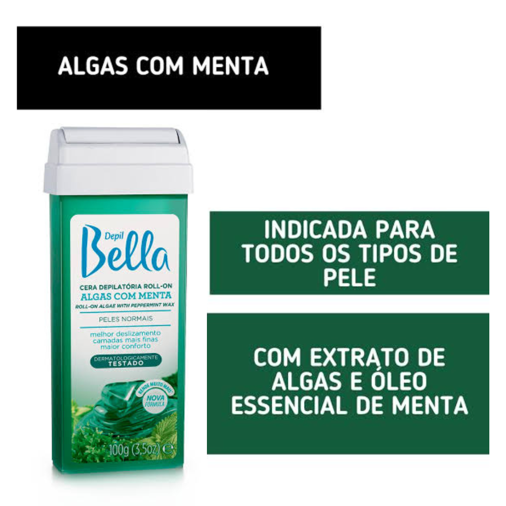 Refil Cera Depilatória Roll On Deo Algas Com Menta Depil Bella 100g