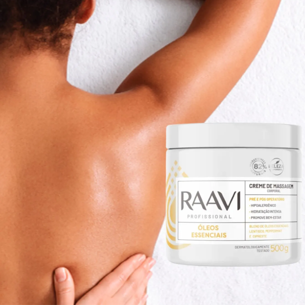 Creme De Massagem Corporal Óleos Essenciais Raavi 500g