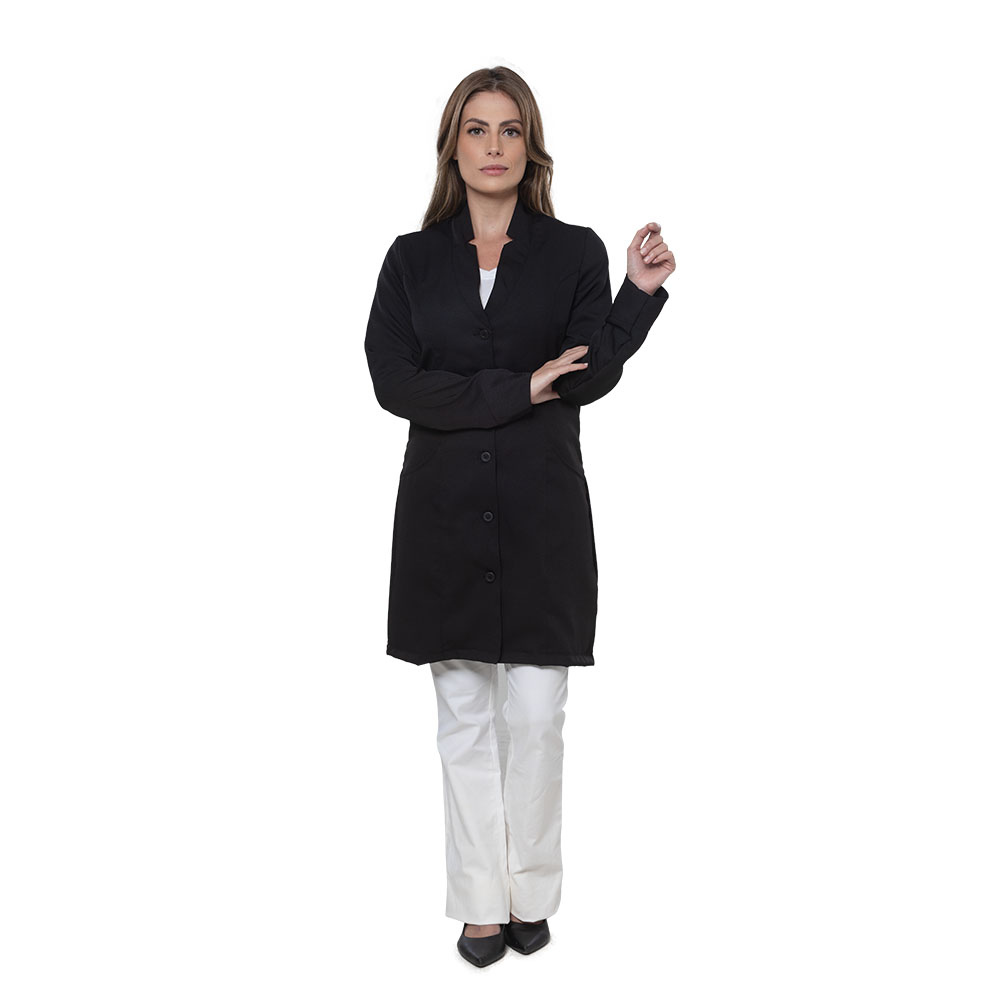 Jaleco Gabardine Com Manga E Zíper Tamanho P Preto Santa Clara 6190
