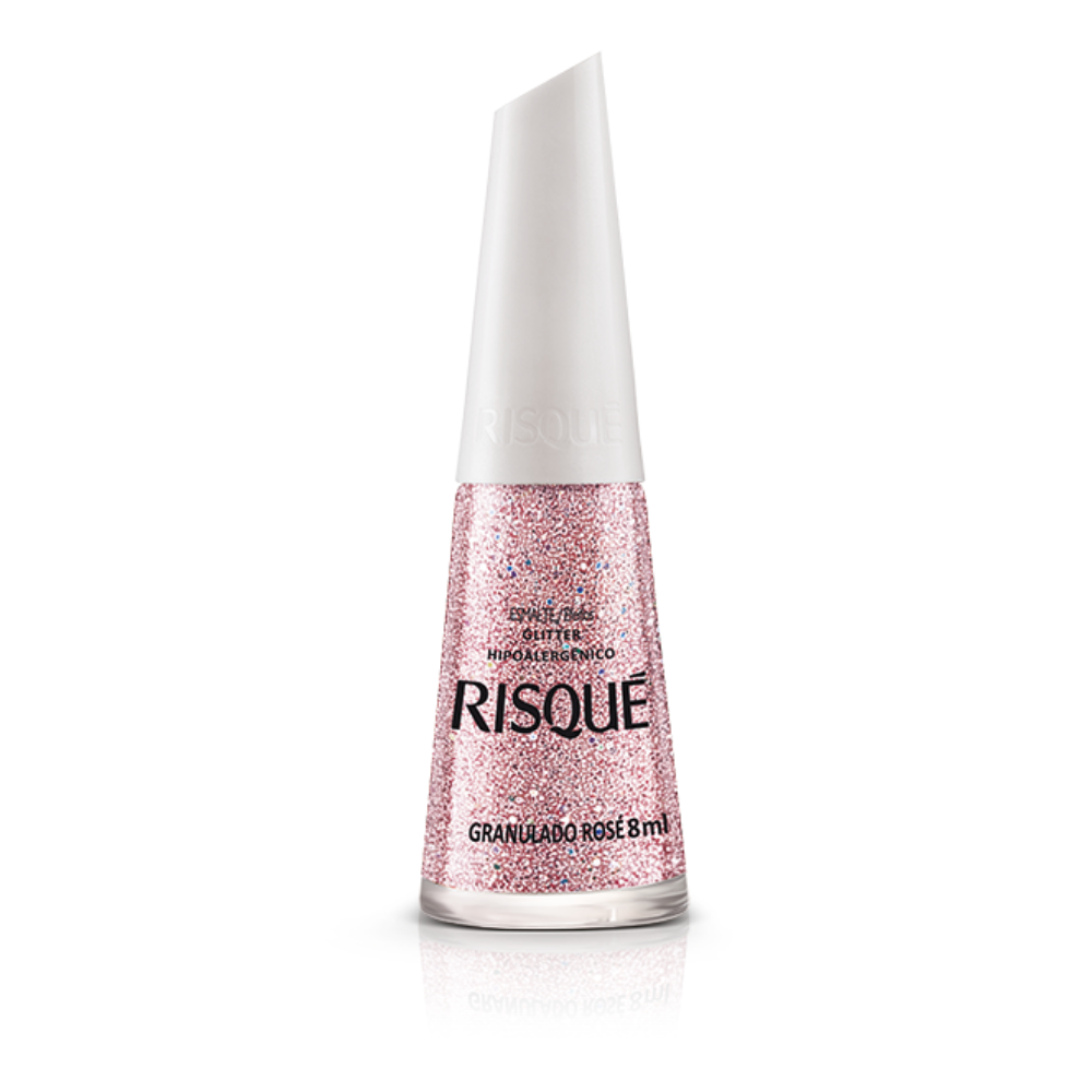 Esmalte Risqué Glitter Granulado Rosé 8ml - Rosé - Glitter
