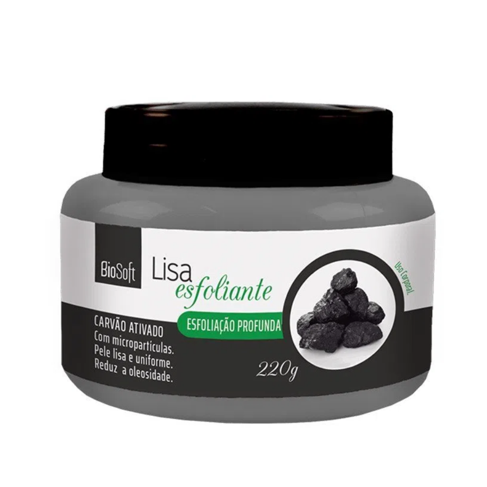 Creme Esfoliante Corporal Com Carvão Ativado Biosoft 220g