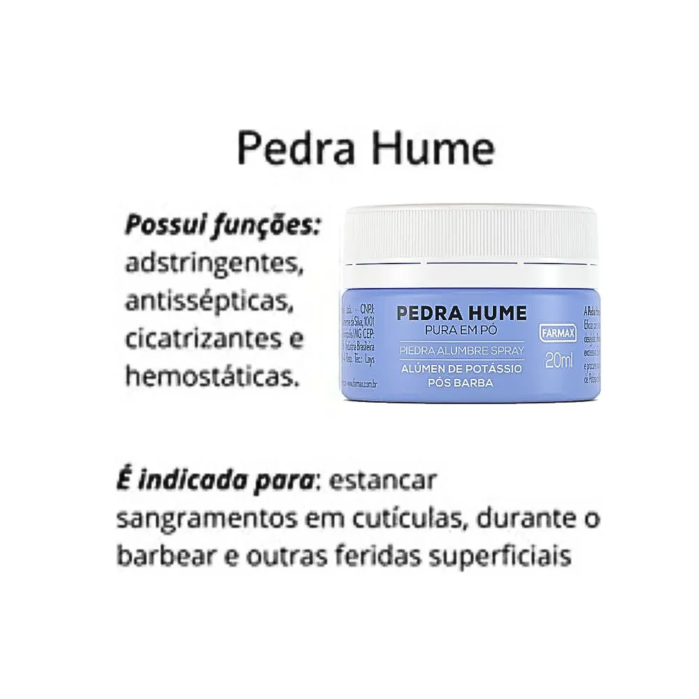 Pedra Hume Em Pó Farmax 20g
