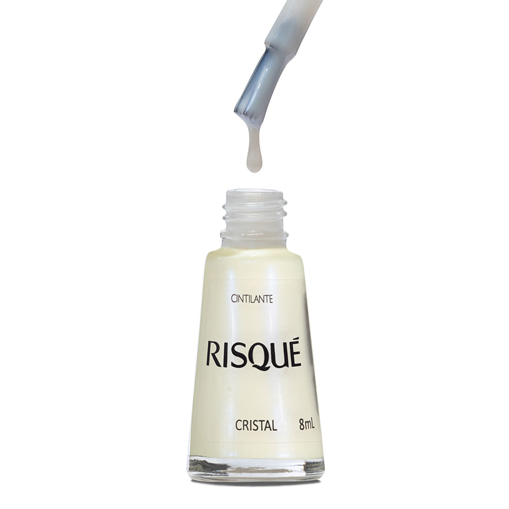 Esmalte Risqué Cintilante Cristal 8ml - Branco - Cintilante