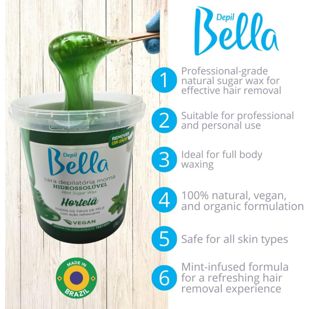 Cera Hidrossolúvel Hortelã Depil Bella 1,3kg