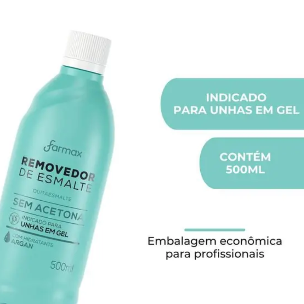 Removedor Sem Acetona Com Hidratante Argan 500ml Farmax