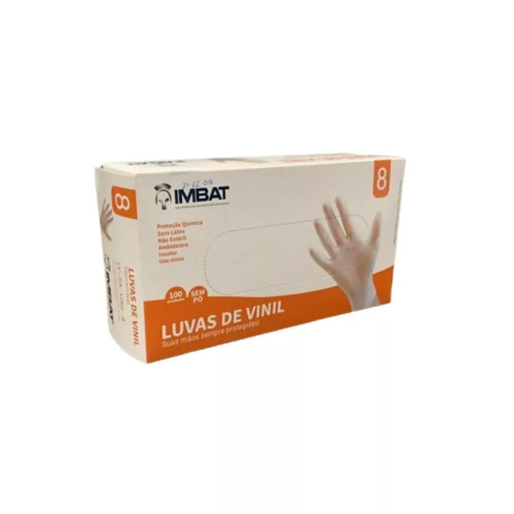 Caixa de Luvas em Vinil Incolor 100 Unidades Tamanho P Imbat