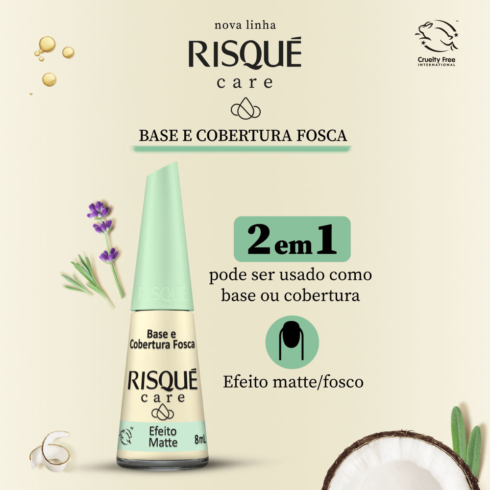 Esmalte Risqué Care Base E Cobertura Fosca 8ml