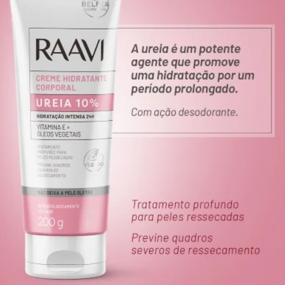 Kit Com 3 Creme Hidratante Ureia 10% Raavi 200g