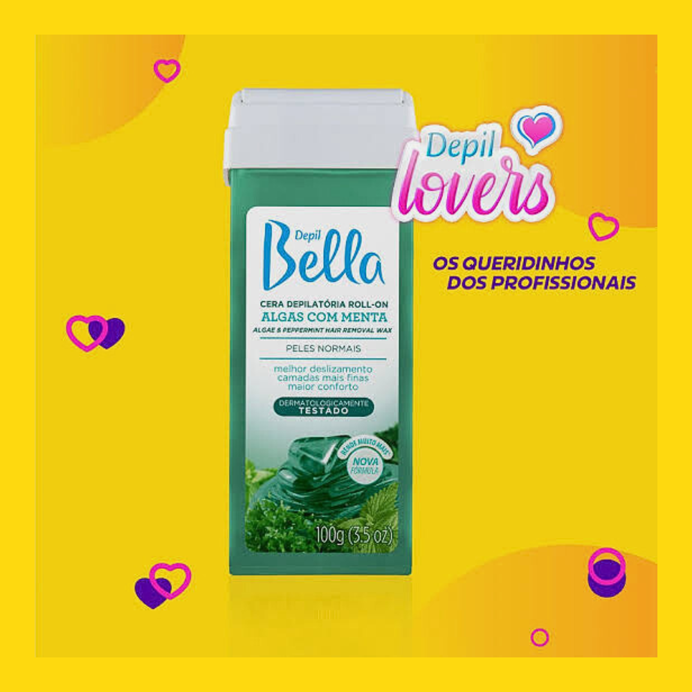 Refil Cera Depilatória Roll On Deo Algas Com Menta Depil Bella 100g