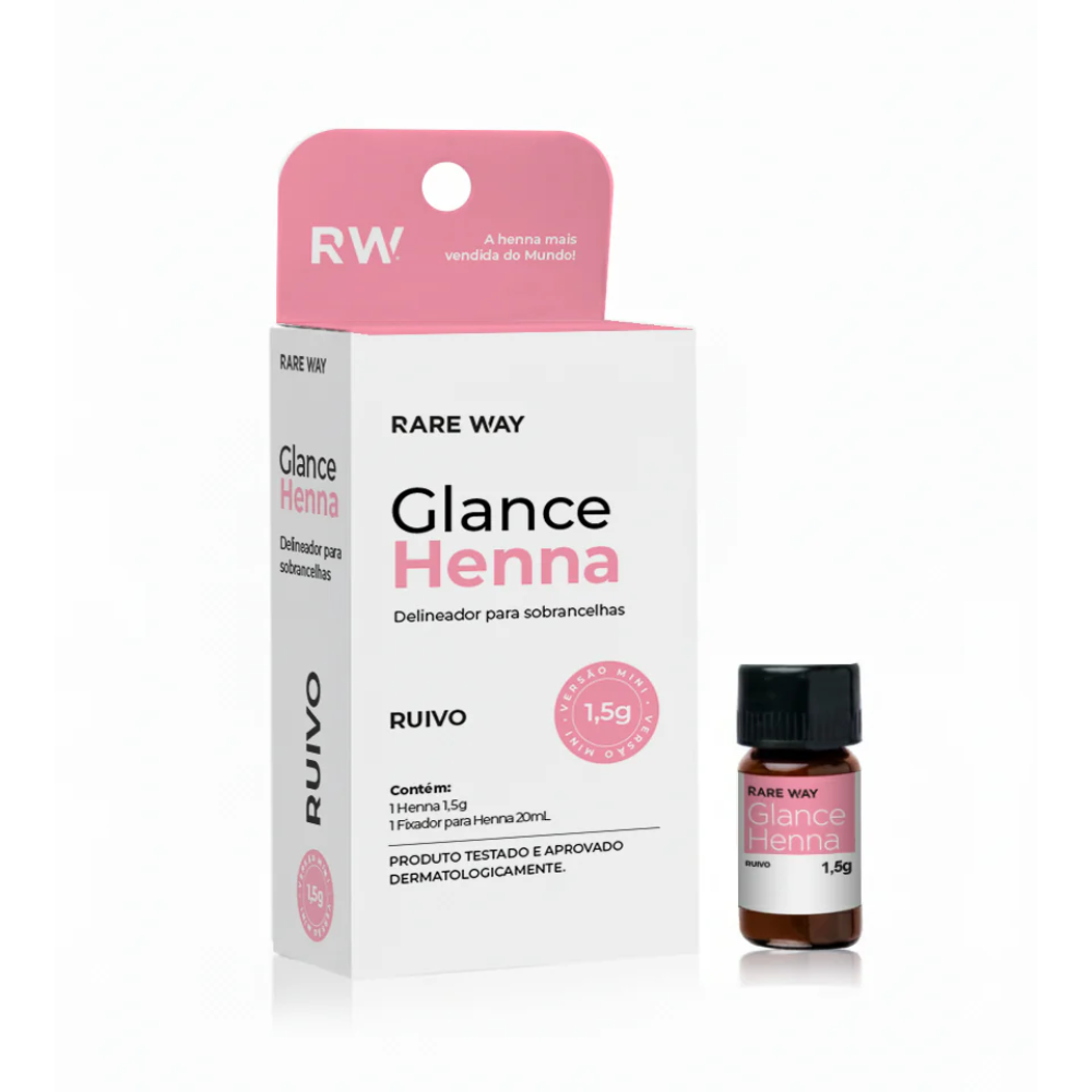 Kit Henna E Fixador Para Sobrancelhas Glance Mini Ruivo Rare Way 1,5g