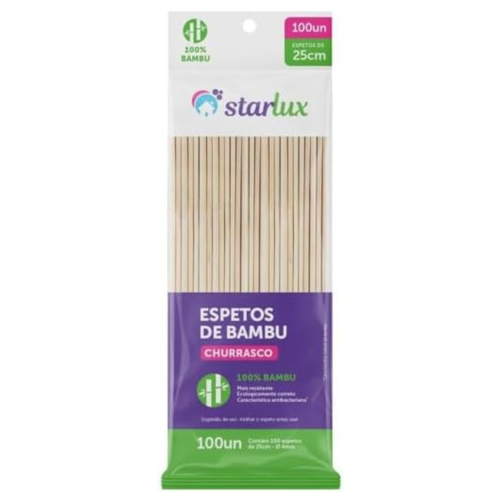 Espetos De Bambu Starlux 25cm 100 Unidades
