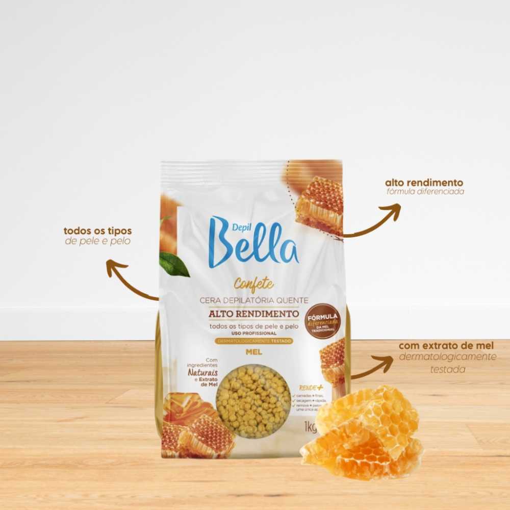 Cera Depilatória Confete Mel Depil Bella 1kg