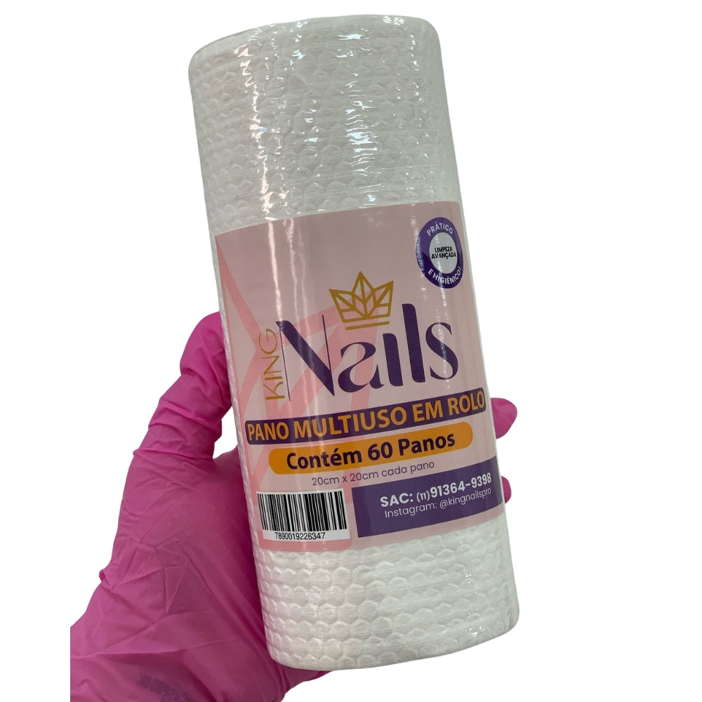 Pano Multiuso Em Rolo C/ 60 Unidades 20x20cm King Nails
