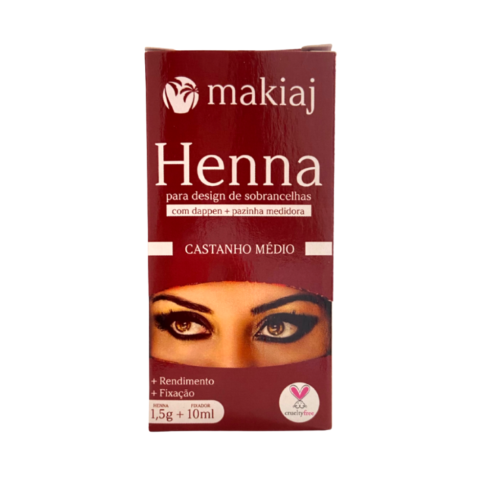 Kit Henna E Fixador Makiaj 1,5g Castanho Médio
