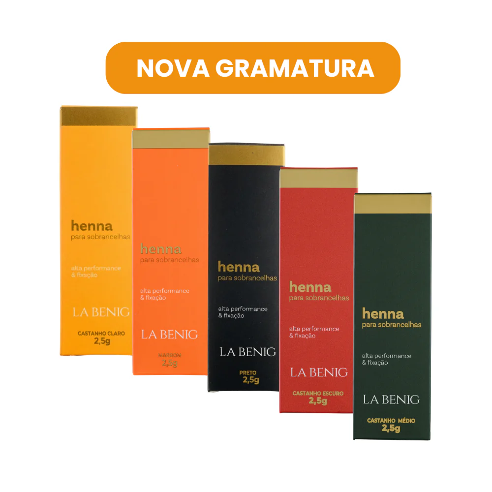 Kit La Benig Henna E Fixador Profissional Marrom 2,5g