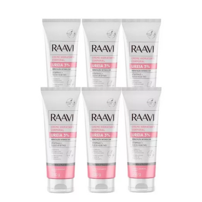 Kit Com 6 Creme Hidratante Ureia 3% Raavi 200g