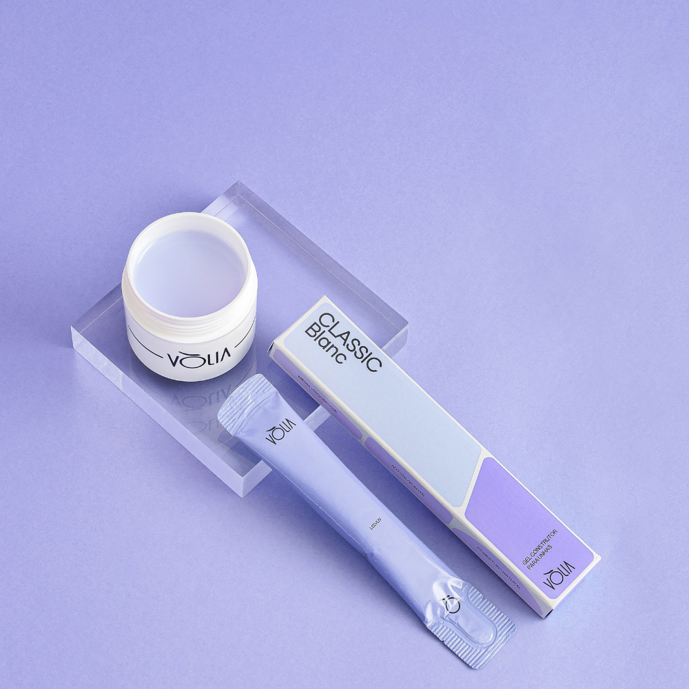 Kit Gel Refil Sachê Vòlia 14g  Classic Blanc + Pote Eco Vòlia 30g Lavanda