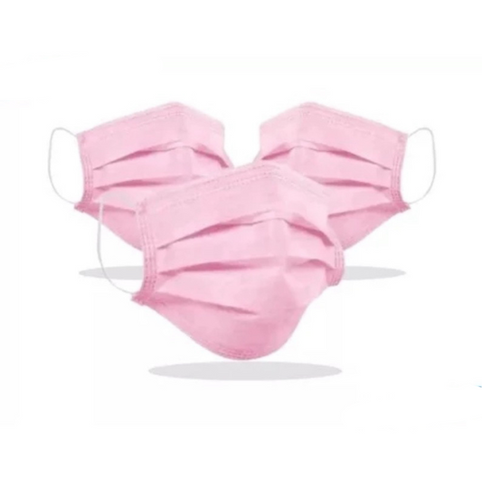 Pacote De Máscaras Descartáveis Com Elástico Rosa 50 Unidades Ntflex