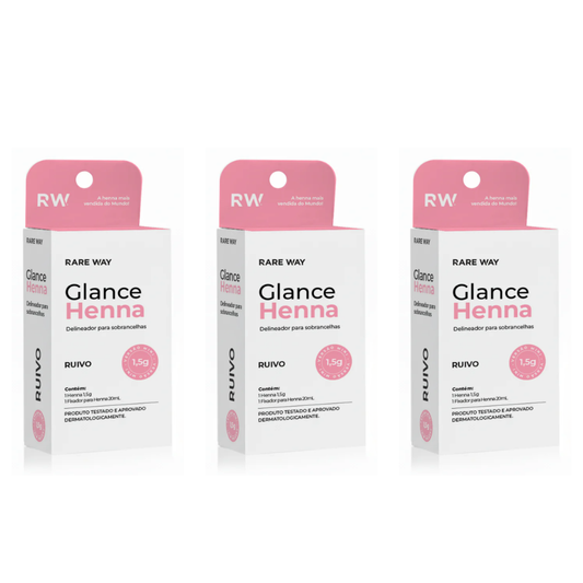 Kit 3 Hennas Glance Ruivo 1,5g  Rare Way