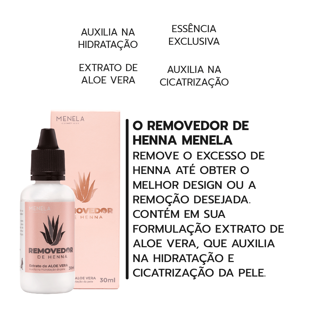 Removedor De Henna Para Sobrancelhas Menela 30g Extrato de Aloe Vera