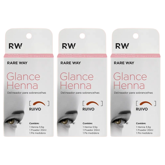 Kit 3 Hennas Glance Ruivo 3,5g  Rare Way