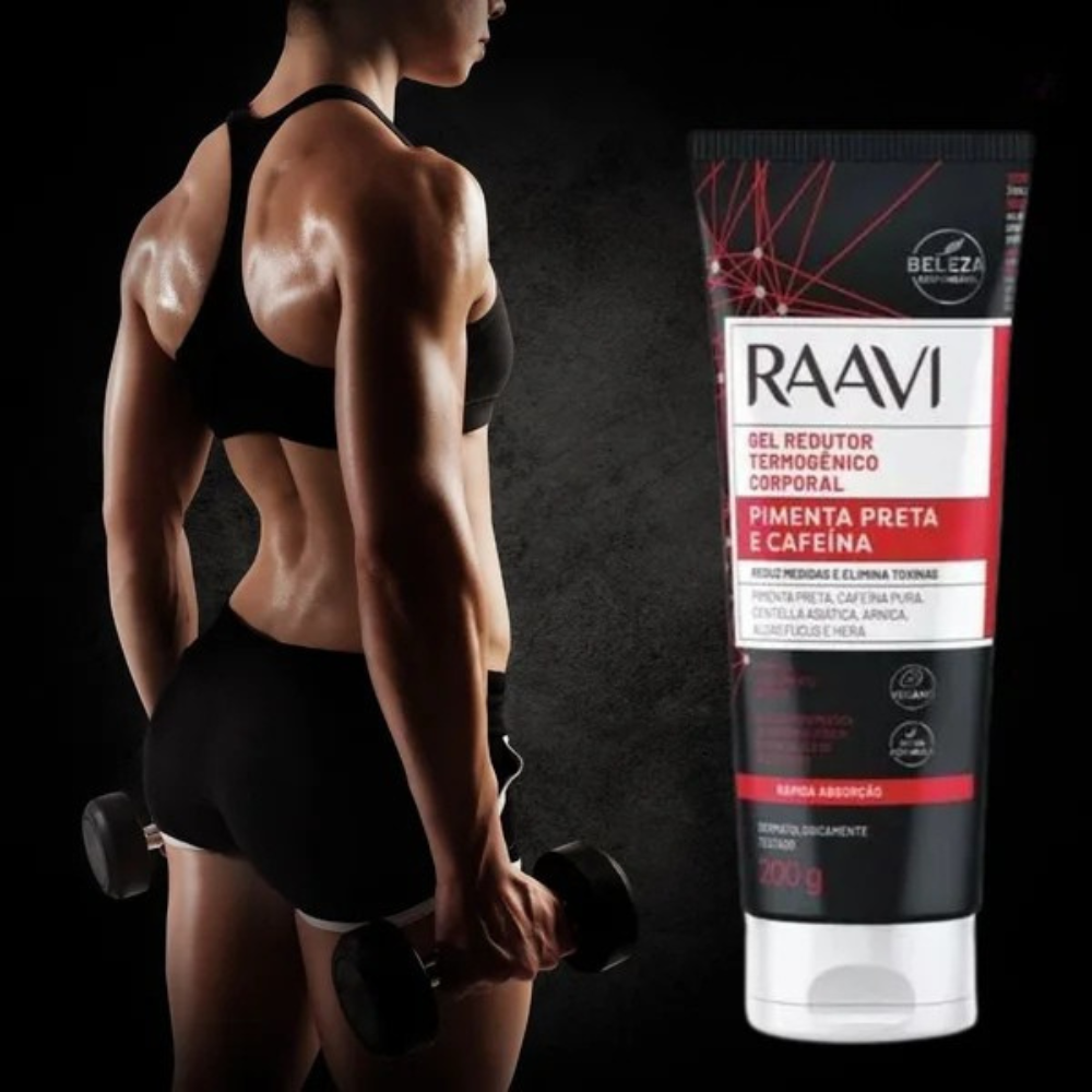 Gel Redutor Termogênico Pimenta Preta E Cafeína Raavi 200g